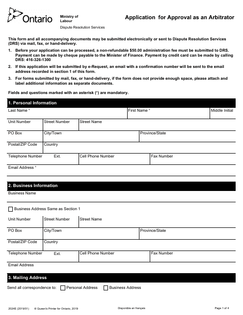 Form 2024E - Fill Out, Sign Online and Download Fillable PDF, Ontario