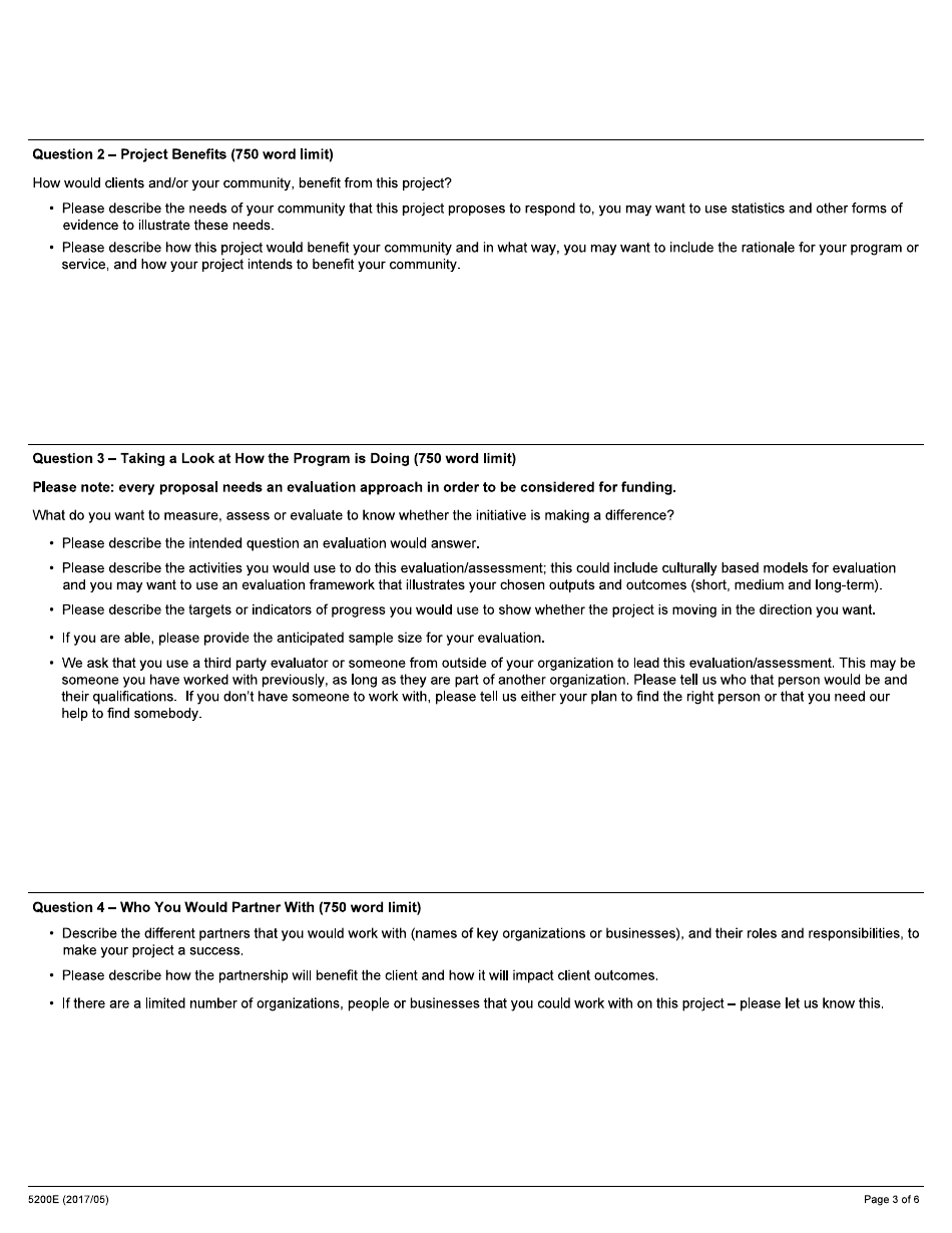 Form 5200E Local Poverty Reduction Fund Funding Stream for Indigenous-Led Projects - Ontario, Canada, Page 3