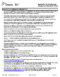 Form 1973E &quot;Application for Employment - Employment Standards Officer&quot; - Ontario, Canada