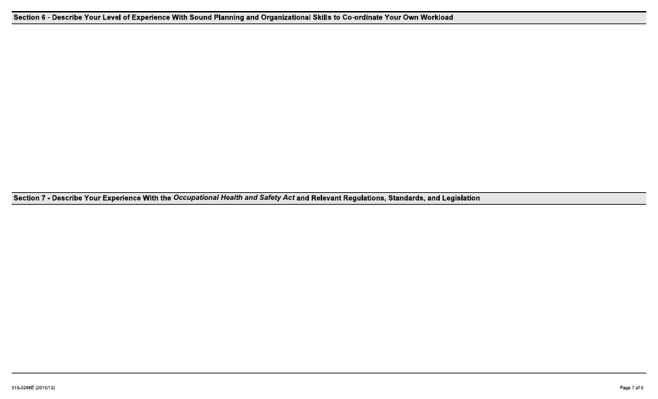 Form 016-0288E Application for Employment - Construction - Ontario, Canada, Page 7