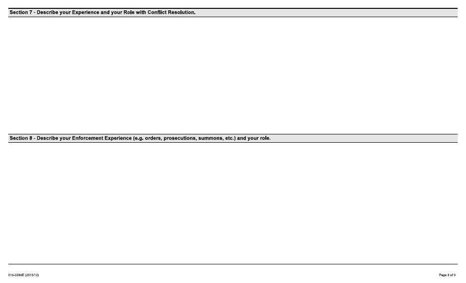 Form 016-0289E Application for Employment - Mining - Ontario, Canada, Page 8