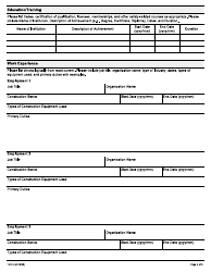 Form 1977E Application for Employment Occupational Health and Safety Inspector - Construction - Ontario, Canada, Page 4