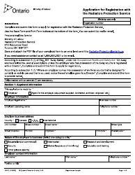 Form 2010E Application for Registration With the Radiation Protection Service - Ontario, Canada