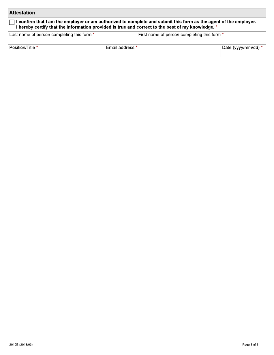 Form 2010E Application for Registration With the Radiation Protection Service - Ontario, Canada, Page 3