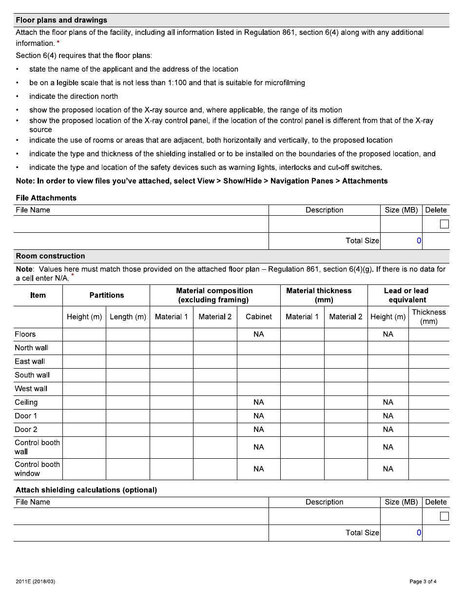 Form 2011E Application for Review of Permanent X-Ray Location - Ontario, Canada, Page 3