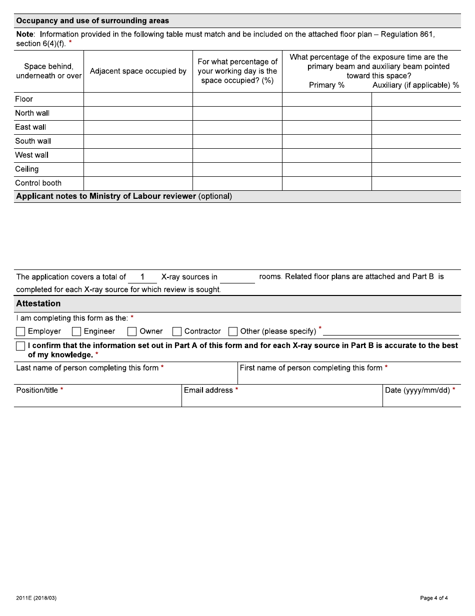 Form 2011E Application for Review of Permanent X-Ray Location - Ontario, Canada, Page 4