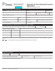 Document preview: Form 0137E Application for Part II (Standard Procedure) Appointment - Ontario, Canada
