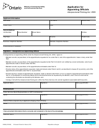 Document preview: Form 0209E Application for Appointing Officials - Ontario, Canada