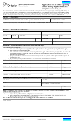 Document preview: Form 0299E Application for an Order Opening Crown Mining Rights in Ontario - Ontario, Canada