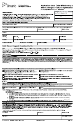 Document preview: Form 0311E Application for an Order Withdrawing a Site of Aboriginal Cultural Significance - Ontario, Canada