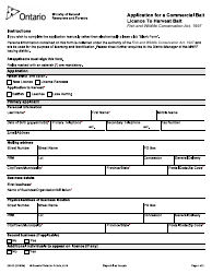 Form 2374E Application for a Commercial Bait Licence to Harvest Bait - Ontario, Canada
