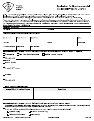 Form CSB022E Application for Non-commercial Intellectual Property License - Ontario, Canada
