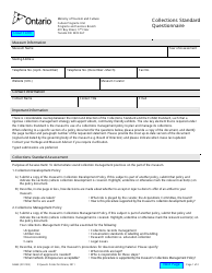 Document preview: Form 0464E Collections Standard Questionnaire - Ontario, Canada