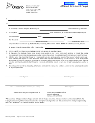 Form FRO-13E &quot;Affidavit for a Lost Cheque&quot; - Ontario, Canada