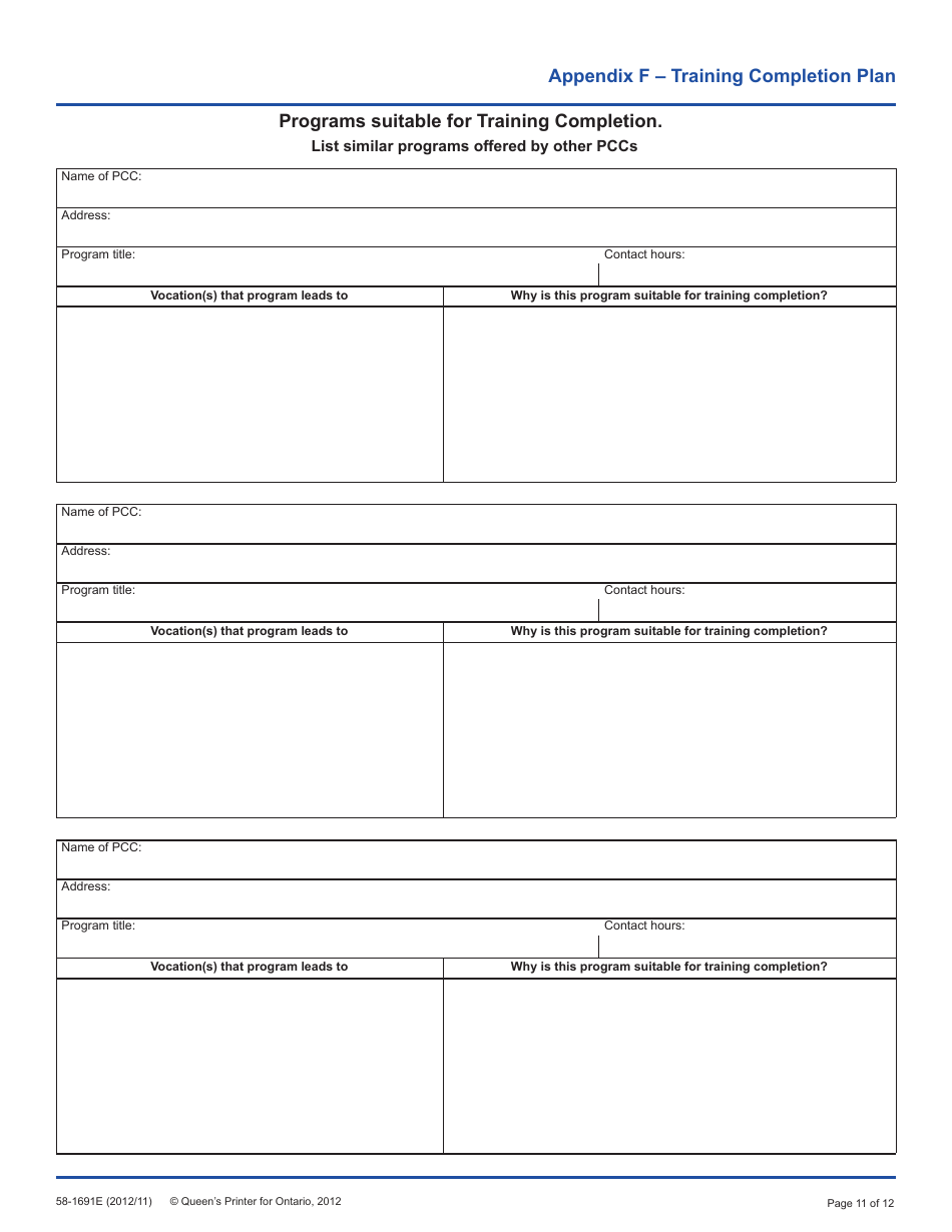 Form 58-1691E Application for Program Approval - Flight Training - Ontario, Canada, Page 11