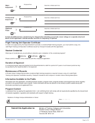 Form 58-1691E Application for Program Approval - Flight Training - Ontario, Canada, Page 3