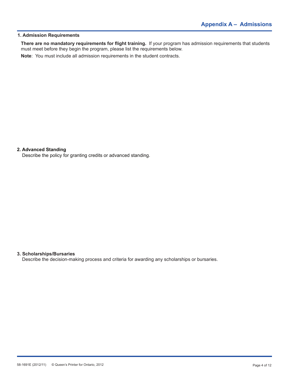 Form 58-1691E Application for Program Approval - Flight Training - Ontario, Canada, Page 4