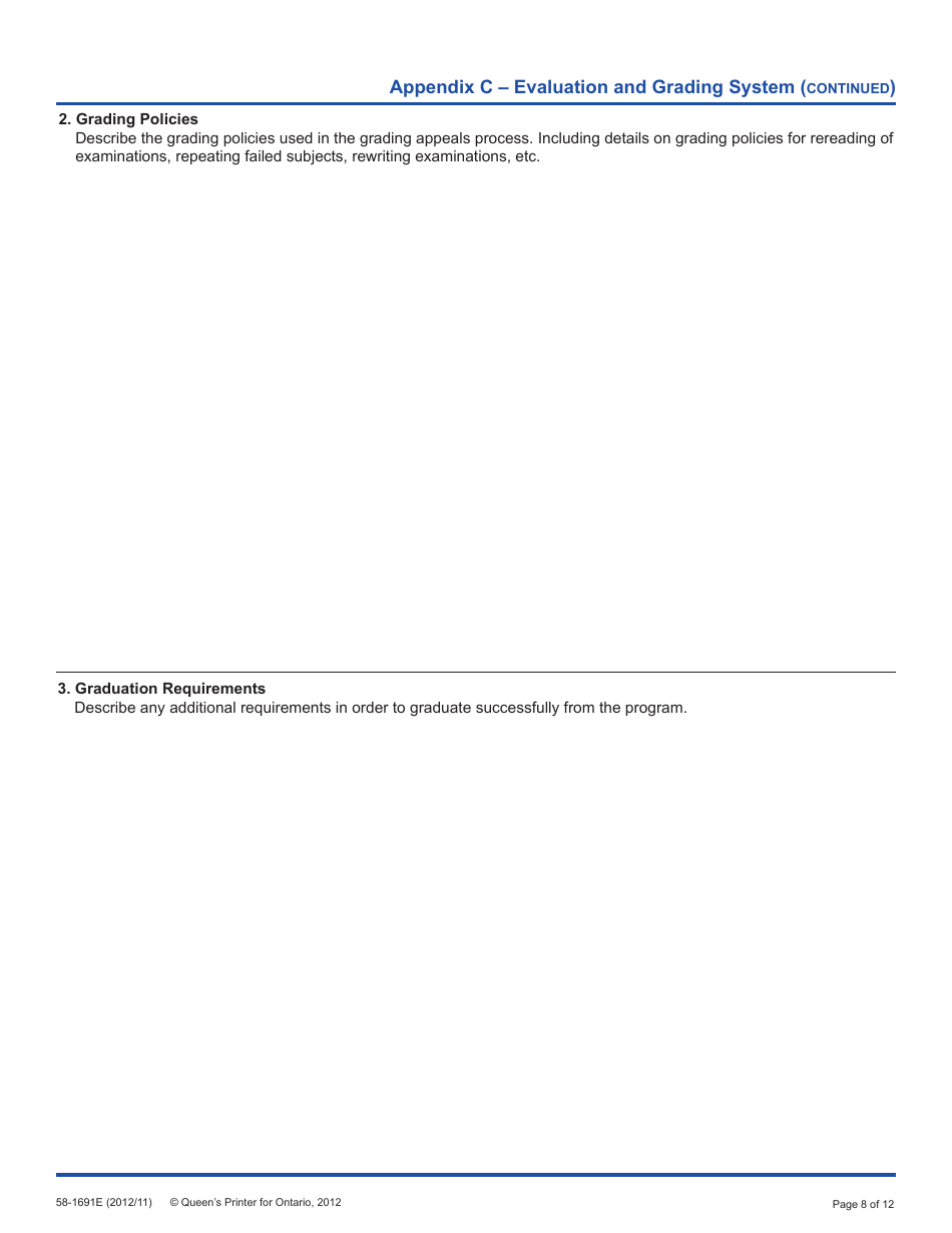 Form 58-1691E Application for Program Approval - Flight Training - Ontario, Canada, Page 8