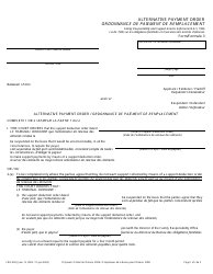 Form 3 (FRO-028) &quot;Alternative Payment Order&quot; - Ontario, Canada (English/French)
