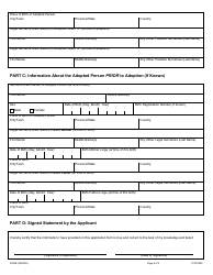 Form 3095E Application for a Copy of an Adoption Order - Ontario, Canada, Page 2