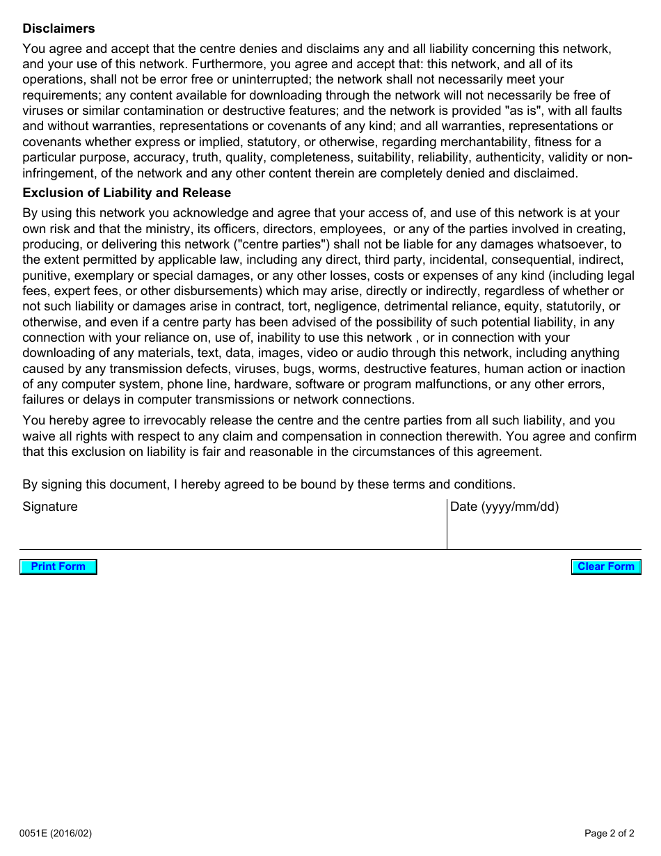 Form 009-0051 Appendix A Ontario Investment and Trade Centre (Oitc) Wifi Access Registration Form - Ontario, Canada, Page 2