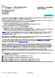 Document preview: Form 009-0153 Appointing or Cancelling a Representative - Ontario, Canada