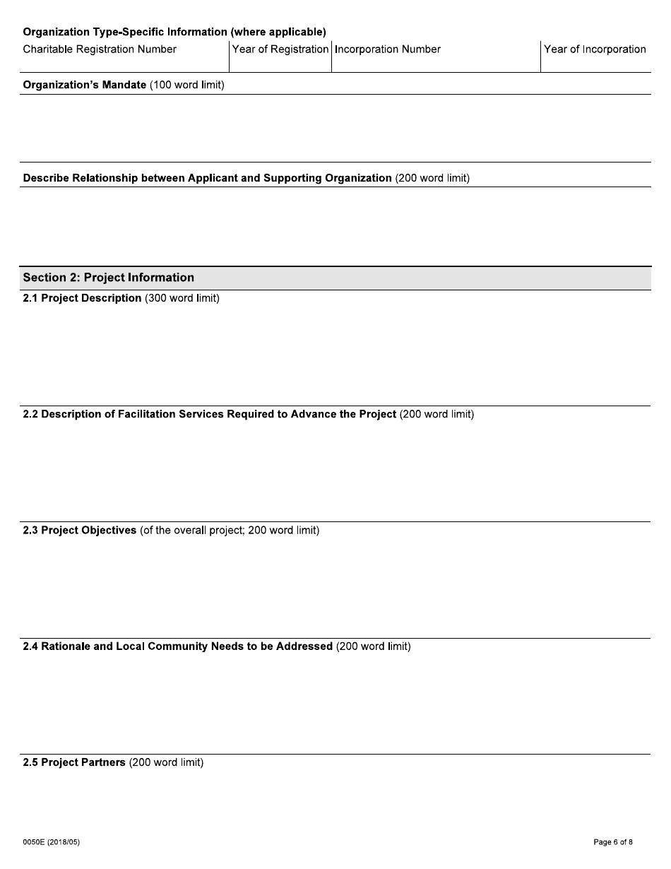 Form 0050E Application Form - Facilitation Program - Ontario, Canada, Page 6