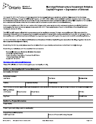 Document preview: Form 0034E Municipal Infrastructure Investment Initiative Capital Program - Expression of Interest - Ontario, Canada
