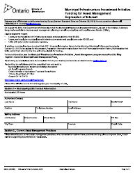 Document preview: Form 0032E Municipal Infrastructure Investment Initiative, Funding for Asset Management, Expression of Interest - Ontario, Canada