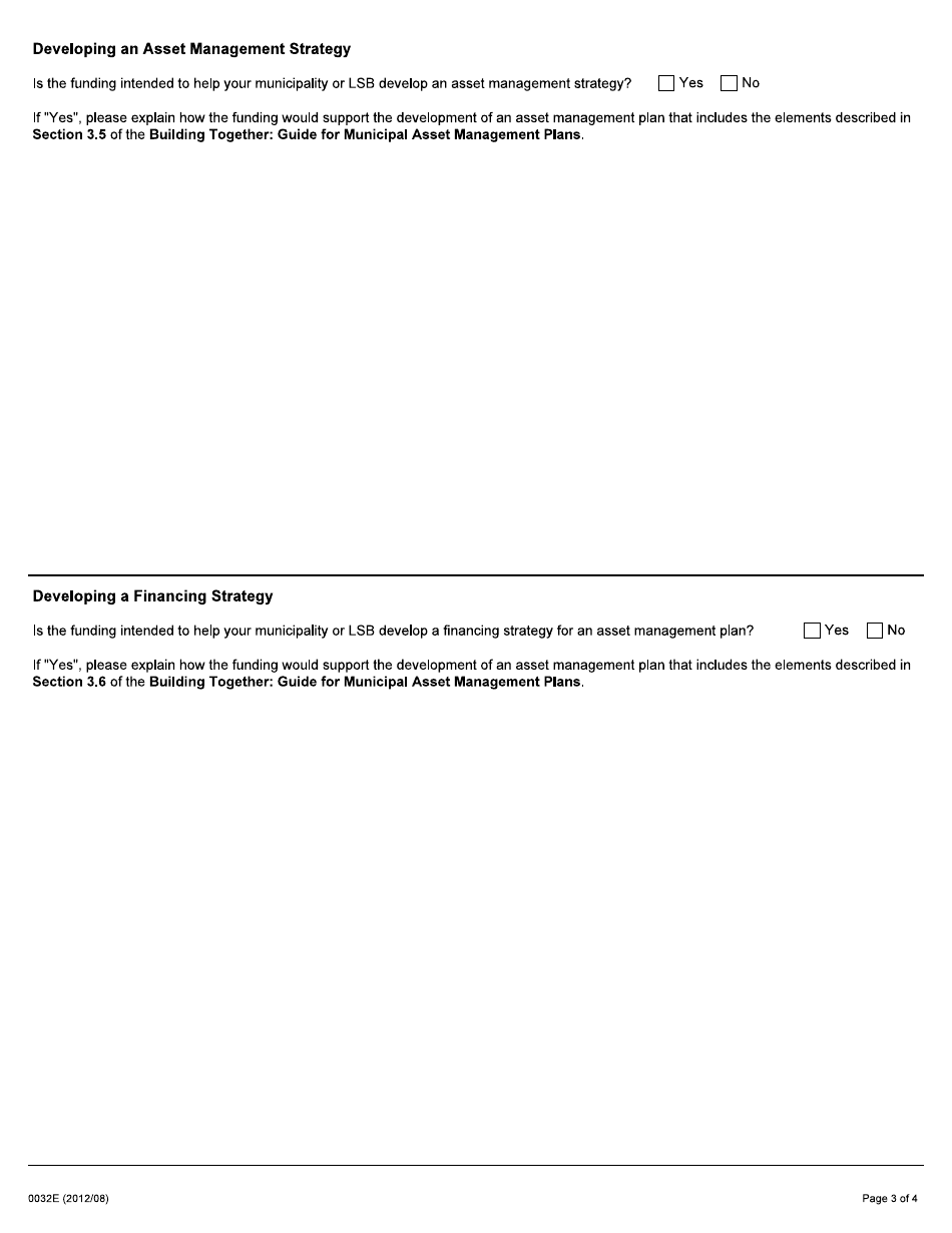 Form 0032E Municipal Infrastructure Investment Initiative, Funding for Asset Management, Expression of Interest - Ontario, Canada, Page 3