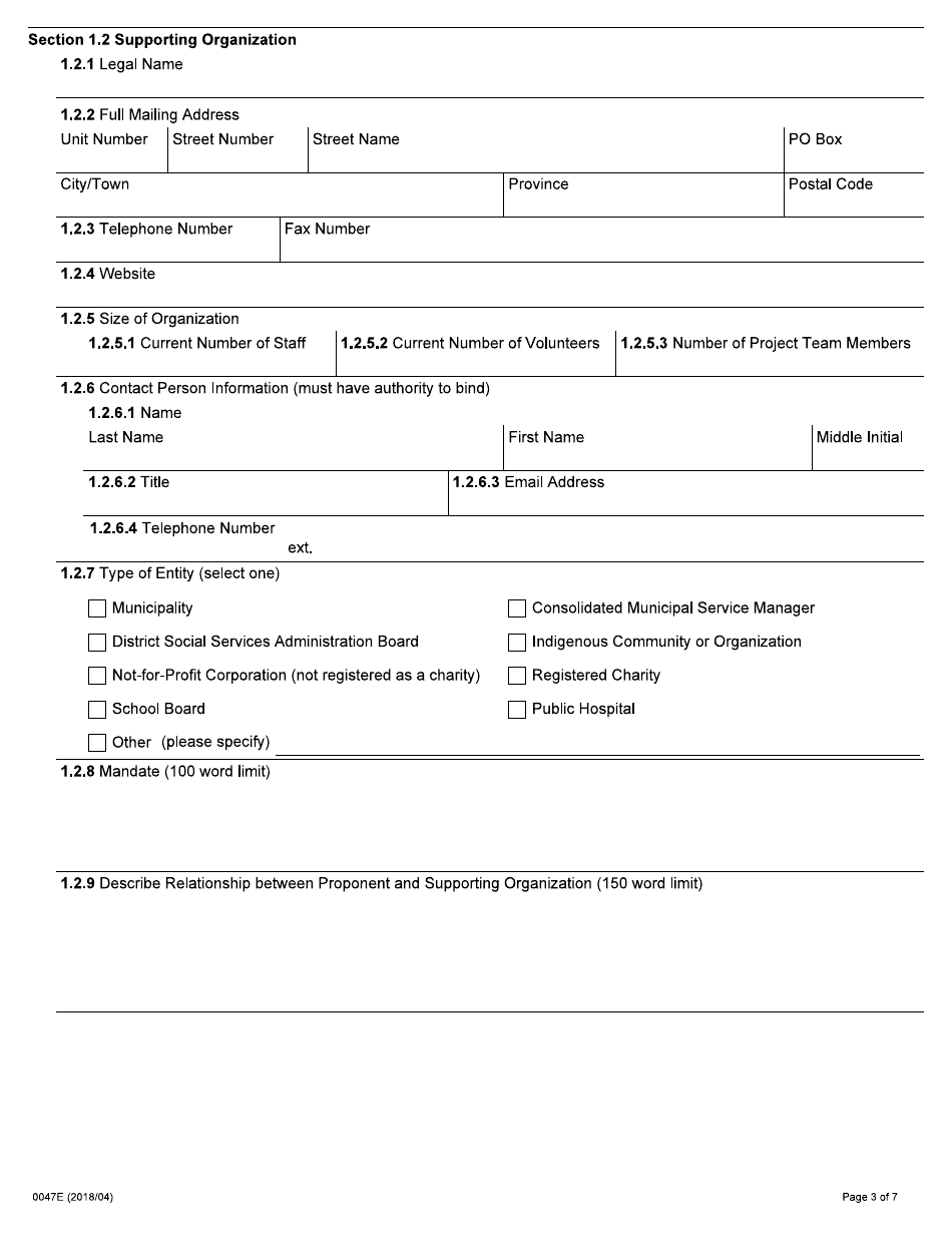 Form 0047E Surplus Property Transition Initiative Application Form - Ontario, Canada, Page 3