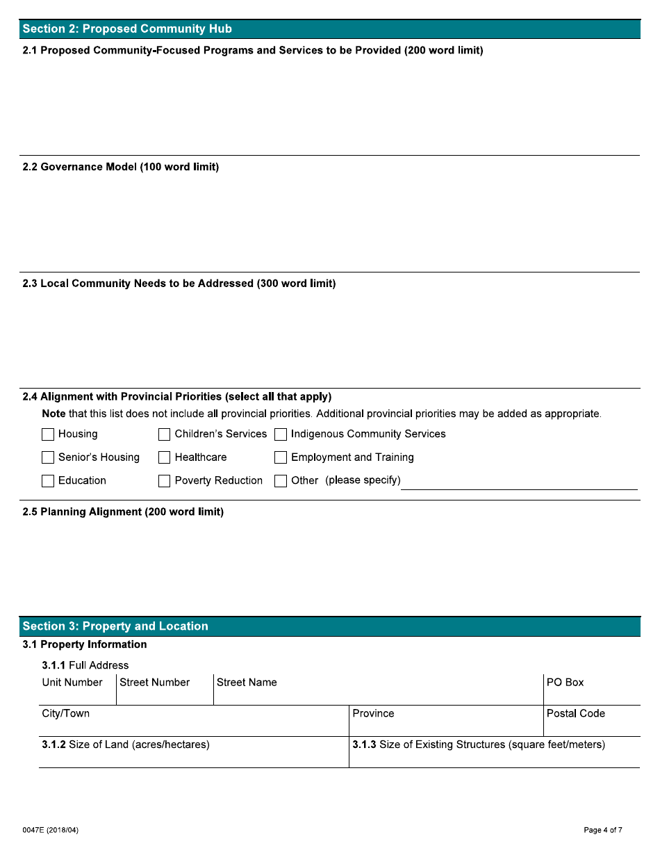 Form 0047E Surplus Property Transition Initiative Application Form - Ontario, Canada, Page 4