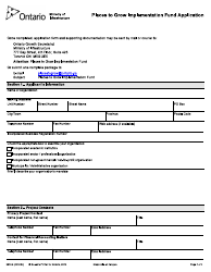 Document preview: Form 0035E Places to Grow Implementation Fund Application - Ontario, Canada