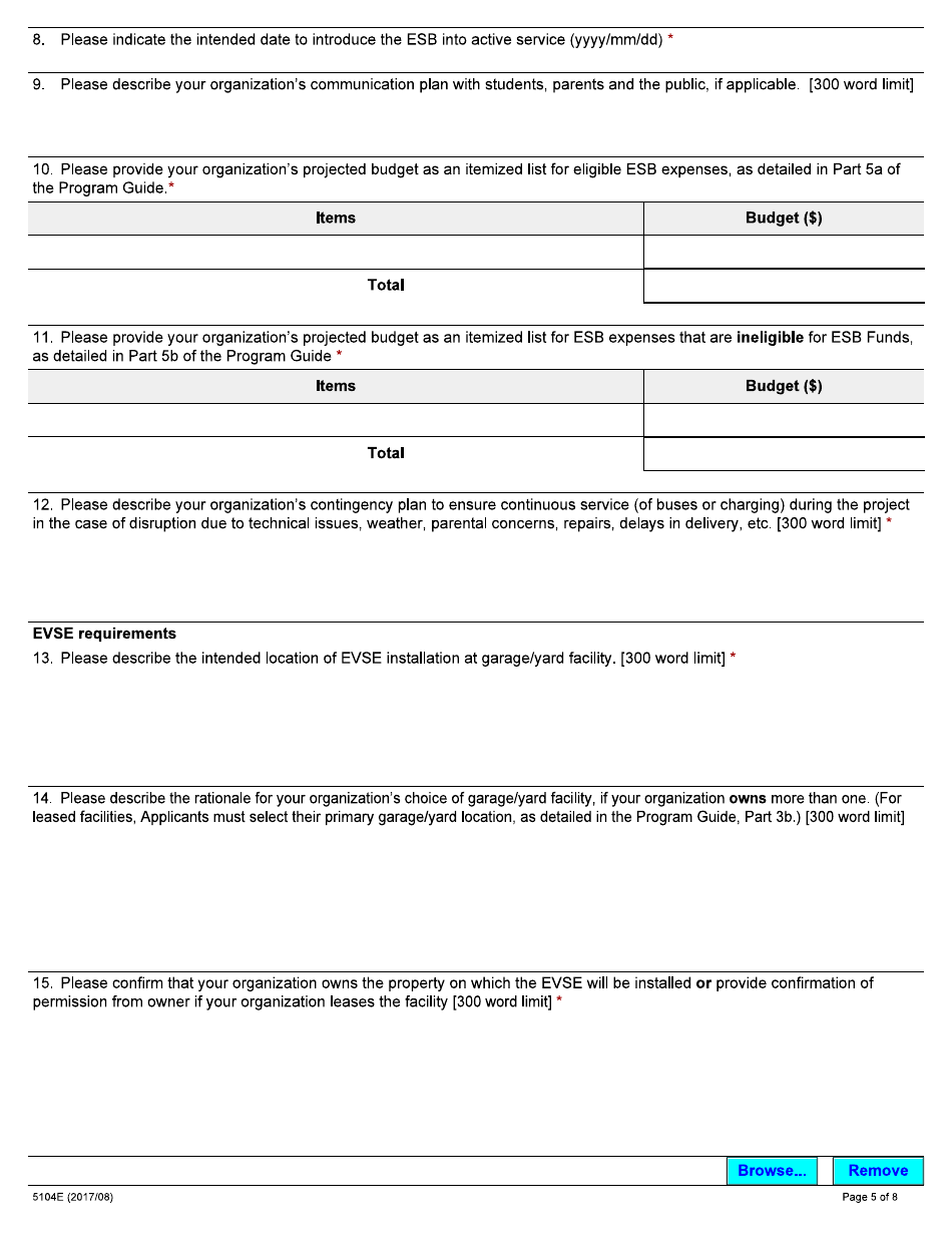 Form 5104E Appendix A Grants Ontario Application - Ontario, Canada, Page 5