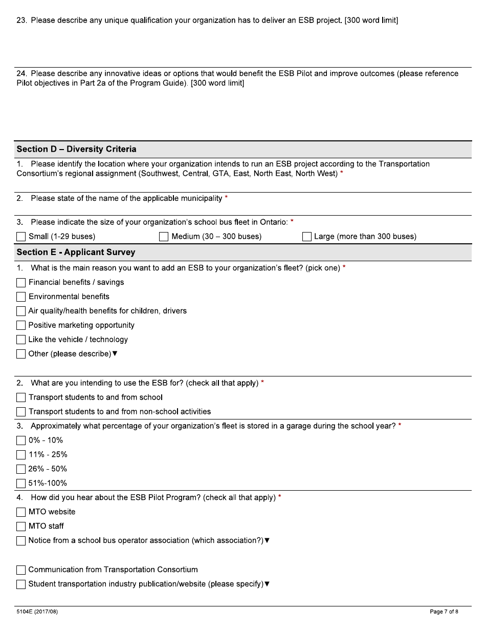 Form 5104E Appendix A Grants Ontario Application - Ontario, Canada, Page 7
