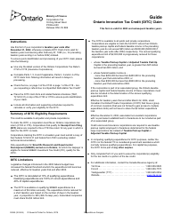 Form 0329E &quot;Ontario Innovation Tax Credit (Oitc) Claim&quot; - Ontario, Canada