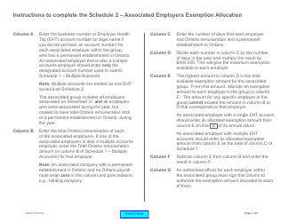 Form 2260E Schedule 2 Associated Employers Exemption Allocation - Ontario, Canada, Page 2