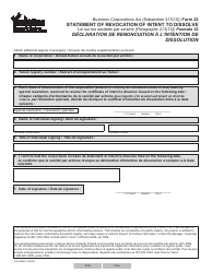 Document preview: Form 22 (YG6138) Statement of Revocation of Intent to Dissolve - Yukon, Canada (English/French)