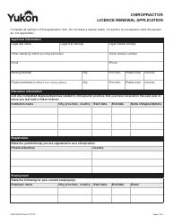 Form YG5126 Chiropractor Licence Renewal Application - Yukon, Canada, Page 3
