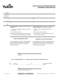 Document preview: Form YG3628 Application for Registration - Yukon, Canada (English/French)