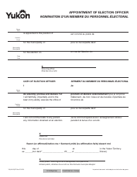 Document preview: Form YG3632 Appointment of Election Officer - Yukon, Canada (English/French)