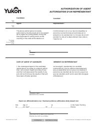 Document preview: Form YG3634 Authorization of Agent - Yukon, Canada (English/French)