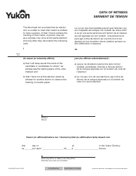 Document preview: Form YG4440 Oath of Witness - Yukon, Canada (English/French)