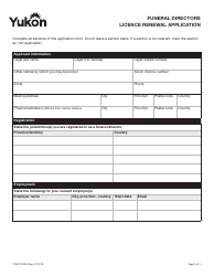 Form YG5127 Funeral Directors Licence Renewal Application - Yukon, Canada, Page 3