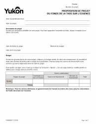 Document preview: Forme YG6008 Proposition De Projet Du Fonds De La Taxe Sur L'essence - Yukon, Canada (French)