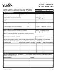 Form YG5089 Funeral Directors Licence Application - Yukon, Canada, Page 3
