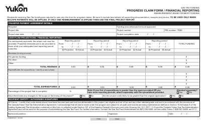 Document preview: Form YG6602 Gas Tax Fund Progress Claim Form / Financial Reporting - Yukon, Canada