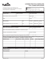 Form YG6644 Licensed Practical Nurse (Lpn) Full Licence Application - Yukon, Canada, Page 2