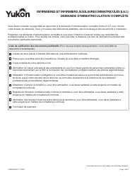 Document preview: Forme YG6644 Infirmieres Et Infirmiers Auxiliaires Immatricules (I.a.i.) Demande D'immatriculation Complete - Yukon, Canada (French)