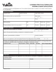 Form YG6645 Licensed Practical Nurse (Lpn) Interim Licence Application - Yukon, Canada, Page 2
